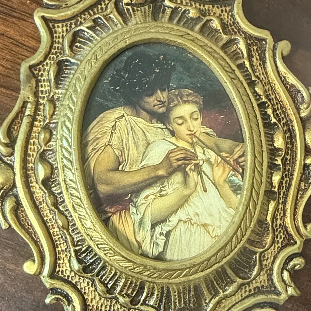 Vintage 60s Ornate Gold Oval -Style Wall Plaques - Set of 2 Made in Spain 1960s